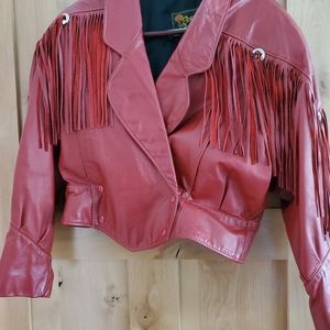 Red western leather jacket